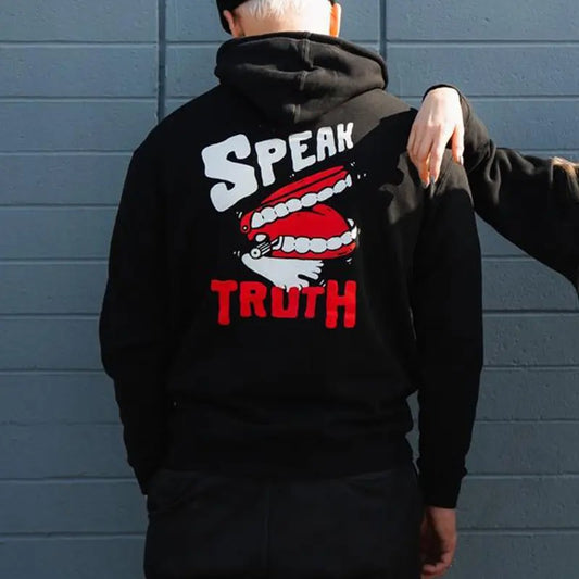 [S-5Xl] Speak Truth Printed Men's Hoodie, Sweatshirt -  2 Sided Hoodie, Sweatshirt, Naughty Clothes Men, Comfort Errands, Classic Cotton Fabric Menswear, Women's Clothing, Sweatshirt Color, Merch gift, Oversized Sport Sweaters