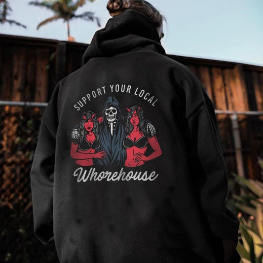 [S-5Xl] Support Your Local Printed Reaper Men's Hoodie, Sweatshirt, Comfort Errands, Classic Cotton Fabric Menswear, Women's Clothing, Sweatshirt Color, Unisex Hoodie, Merch gift, Oversized Pocket Sport