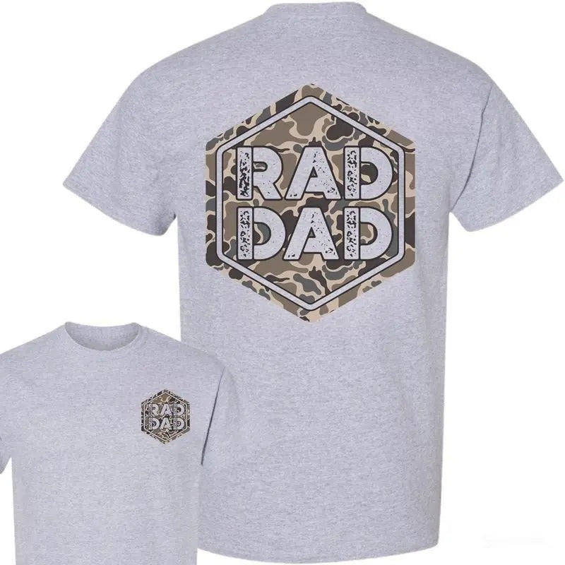 [SALE UP TO 45%] RAD DAD Camo T-shirt, Bold Father's Day Graphics Tee 2 sides, Gift for Dad, for Father's Day Classic...