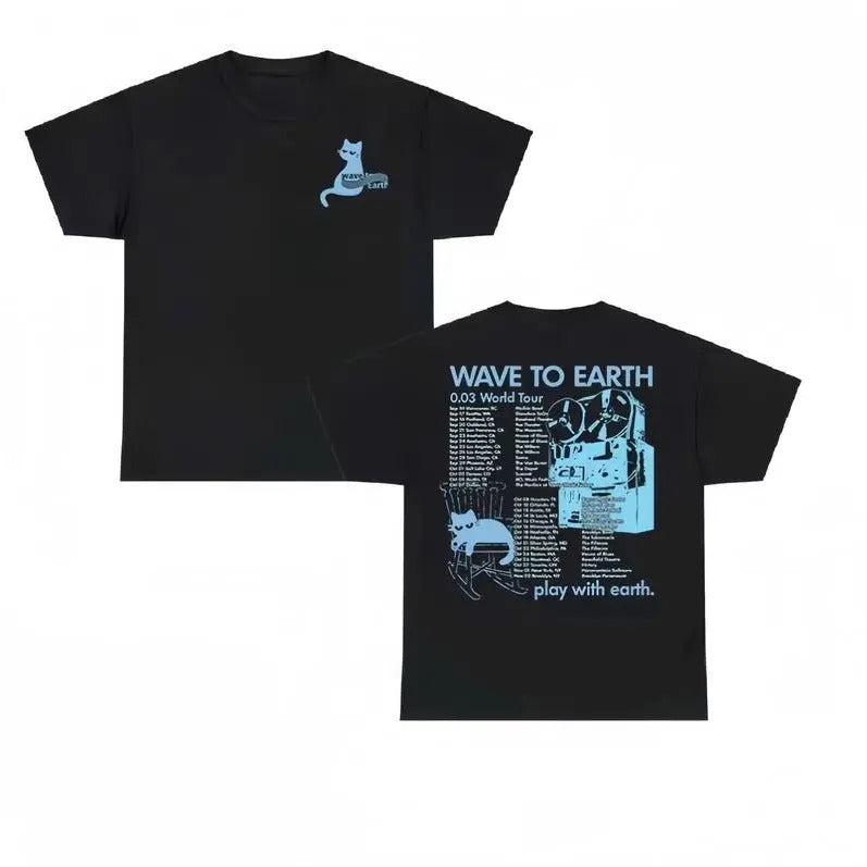 [SALE UP TO 45%] Vintage Wave to Earth Cat Concert Fan T-shirt, World Tour Play with Earth T-shirt 2 sides