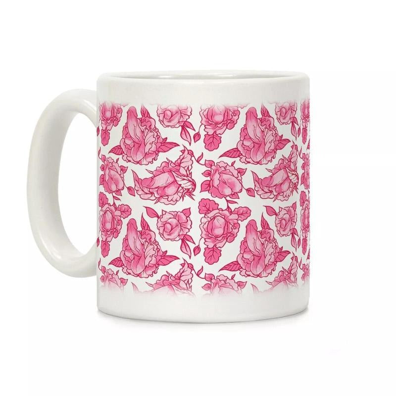 [SALE UP TO 50%] Floral Penis Pink Coffee Mug 11oz-15oz, Funny Coffee Mug, Printed in the USA, Handy for Coffee and Tea - Reusable
