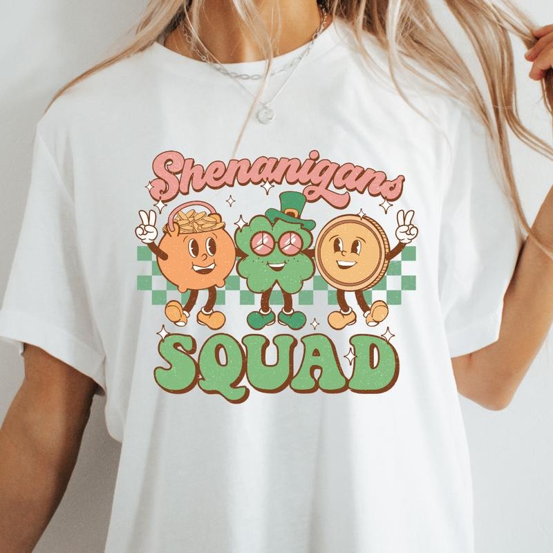 SHENANIGANS SQUAD SHIRT (COMFORT COLORS T-SHIRT, CASUAL SHIRT UNISEX, HOLIDAY SHIRT, ST. PATTYS DAY) Comfortable Fit Top Womenswear Chic Garment
