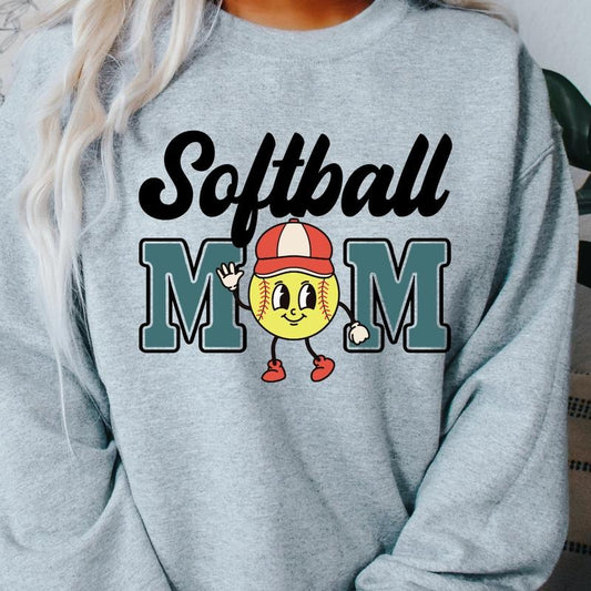 SOFTBALL MOM CREWNECK ( FOOTBALL CREWNECK CASUAL CREWNECK SWEATSHIRT, RUNS TRUE TO SIZE GO UP ONE SIZE FOR THE OVERSIZED LOOK CASUAL WEAR HOLIDAY APPAREL) Fit Womenswear Fit Womenswear Everyday Hoodie Cotton Tops Sweaters