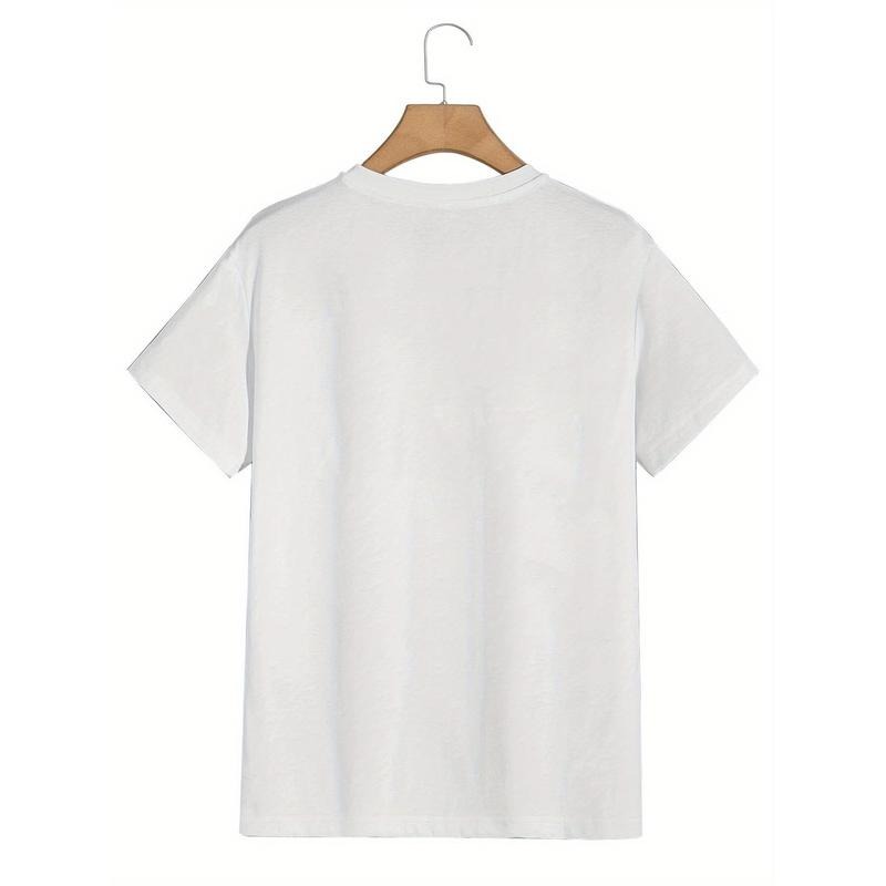 STAY WILD Motorcycle Print, Men's Fashion Short Sleeve T-shirt, Summer Comfy Top For Daily And Outdoor Wear Made in USA