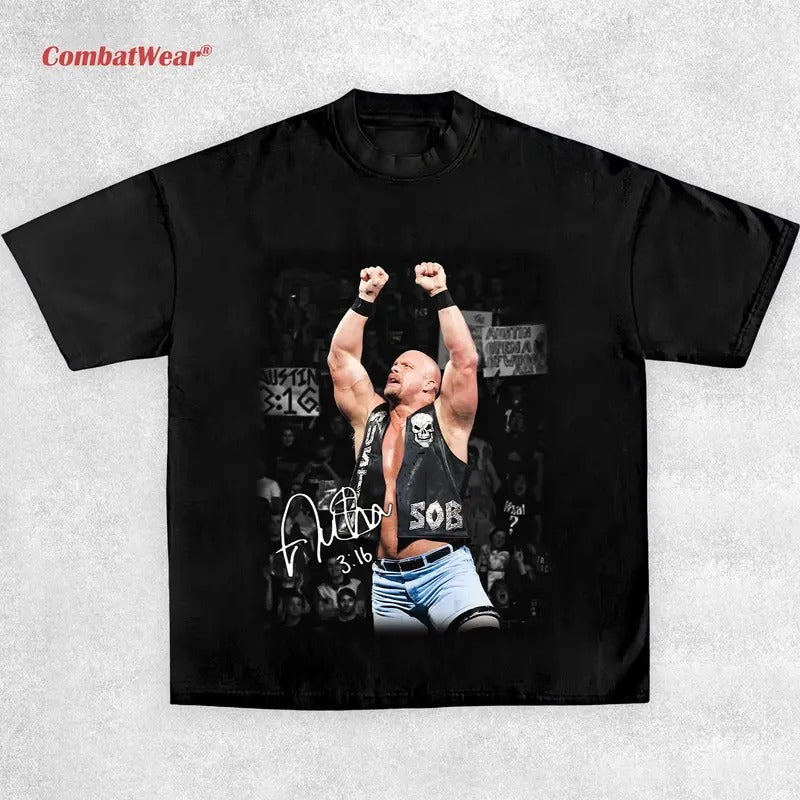 STEVE AUSTIN TEE, Wrestling Tee, Wrestling Graphic Tee, 2025 Wrestler Shirt, Sports Shirt, Vintage Wresting Shirt, Wrestling Fan Gift