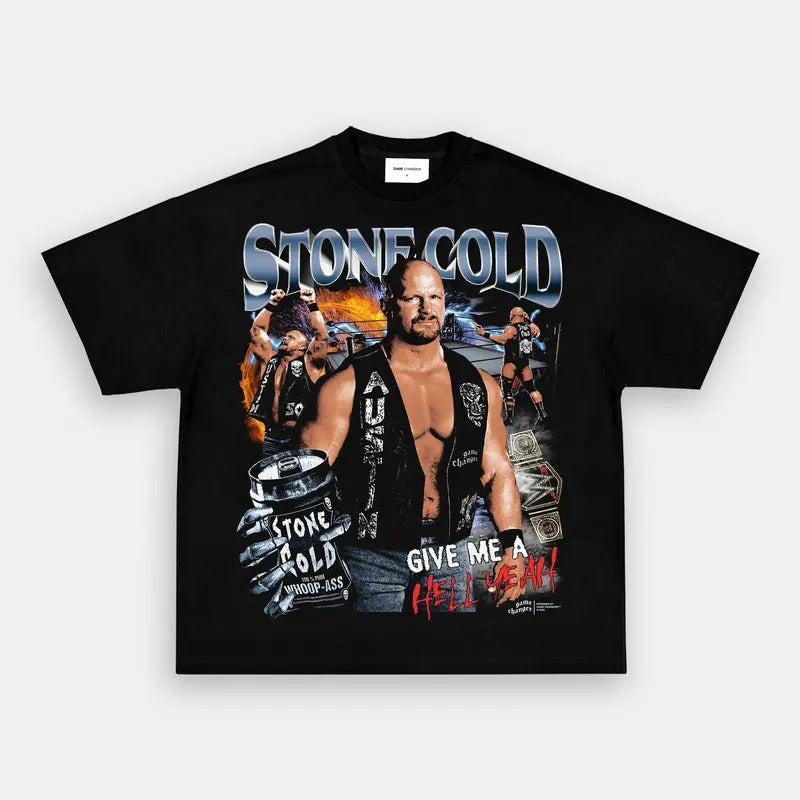 STONE COLD V4 TEE, Wrestling Graphic Tee, Sports T-shirt, Athlete Shirt, Wrestling Gift, Fitness Tee Crewneck Clothing Cotton Menswear