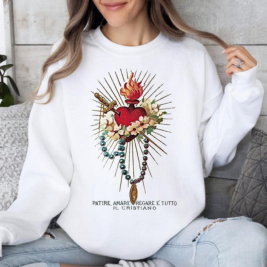 Sacred Heart - Shirt or Sweatshirt, Blessed Heart, Pink Sweatshirt Hoodie | WearSparks.com