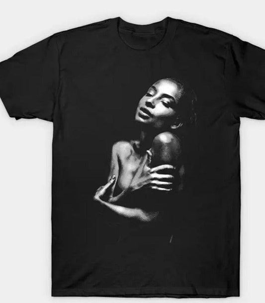 Sade Adu Lovers Rock 2001 Tour White T-shirt, Sade Summer Tour Concert Menswear Top