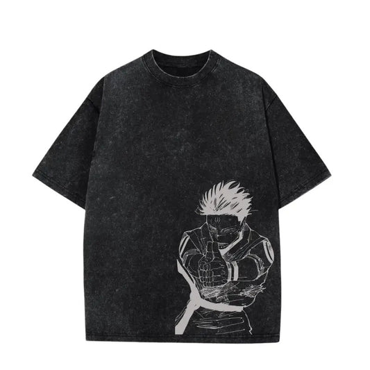 Sakuna Shirt Washed Vintage Oversized T-Shirt Anime Manga Washed Heavy Cotton Special JJK Graphic T-shirt Gift For Anime Fan