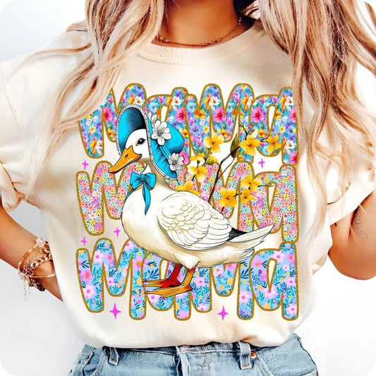 [Sale To 45% Off] Floral Mama Goose T-Shirt, Cute Goose Lover , Mother's Day Gift T-Shirt, Funny Bird Mom T-Shirt, Girly Animal Lover