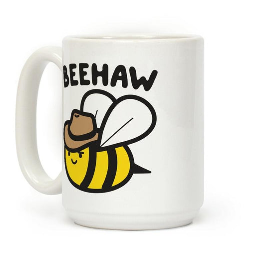 Sale Up to 50% ] Beehaw Cowboy Bee Coffee Mug,  11 oz or 15 oz Ceramic Drinkware with Large Handles, Printed in the USA