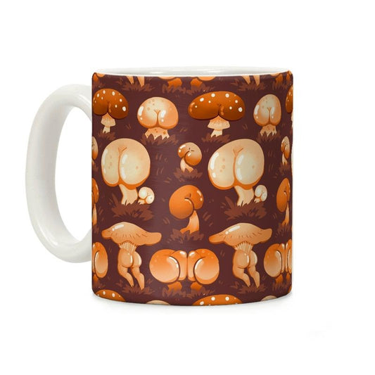 [Sale Up to 50% ] Butt Mushroom Pattern Orange Coffee Mug 11 oz or 15 oz Ceramic Drinkware with Large Handles, Printed in the USA