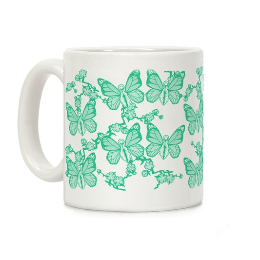 [Sale Up to 50% ] Butterfly Vagina Pattern Coffee Mug,  11 oz or 15 oz Ceramic Drinkware with Large Handles, Printed in the USA