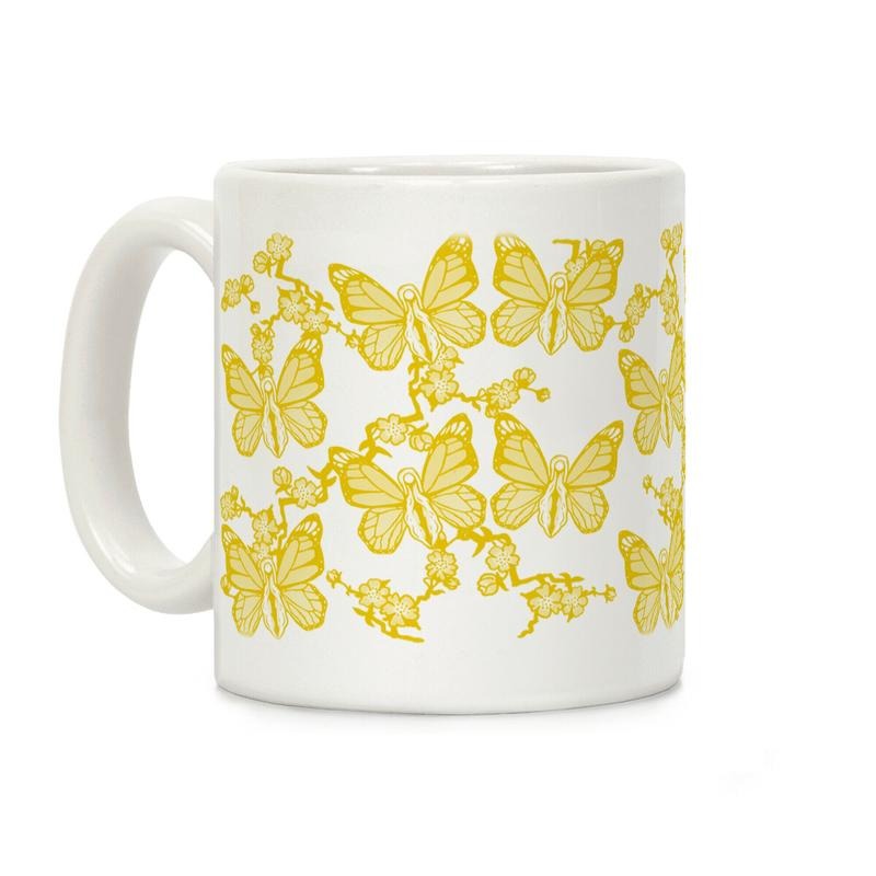 [Sale Up to 50% ] Butterfly Vagina Pattern Coffee Mug,  11 oz or 15 oz Ceramic Drinkware with Large Handles, Printed in the USAstyle{n002}4