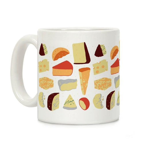 [Sale Up to 50% ] Cheese Pattern Coffee Mug 11 oz or 15 oz Ceramic Drinkware with Large Handles, Printed in the USA
