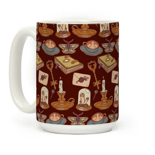 [Sale Up to 50% ] Dick Academia Pattern Coffee Mug  11 oz or 15 oz Ceramic Drinkware with Large Handles, Printed in the USA