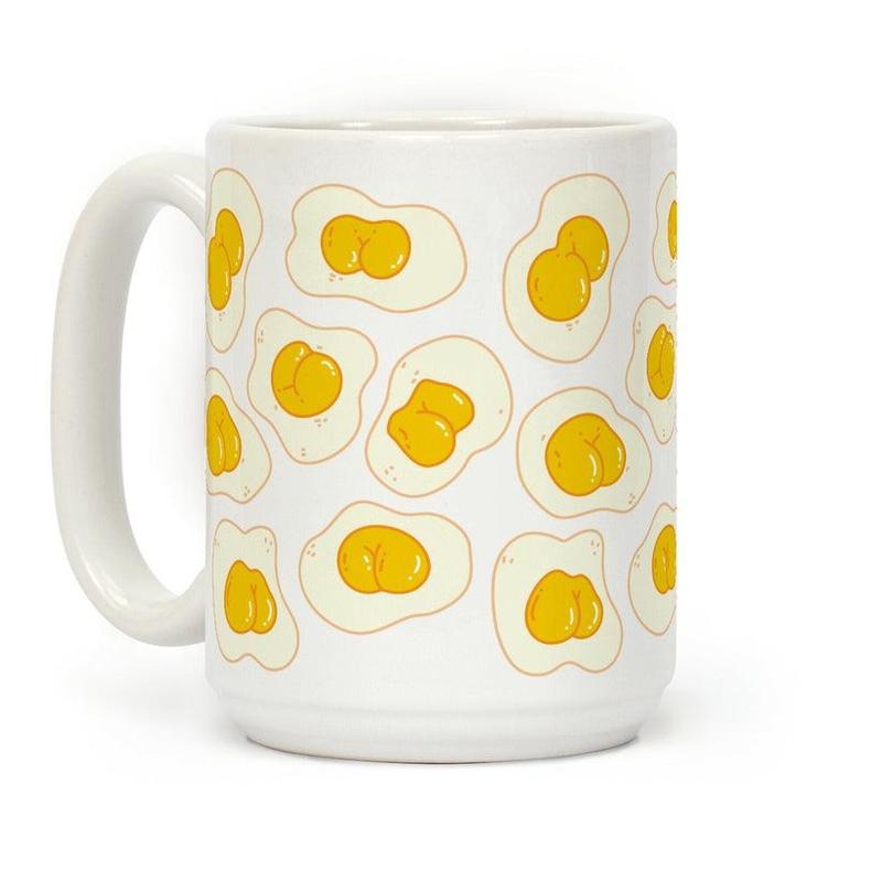 [Sale Up to 50% ] Egg Butts Coffee Mug,  11 oz or 15 oz Ceramic Drinkware with Large Handles, Printed in the USA
