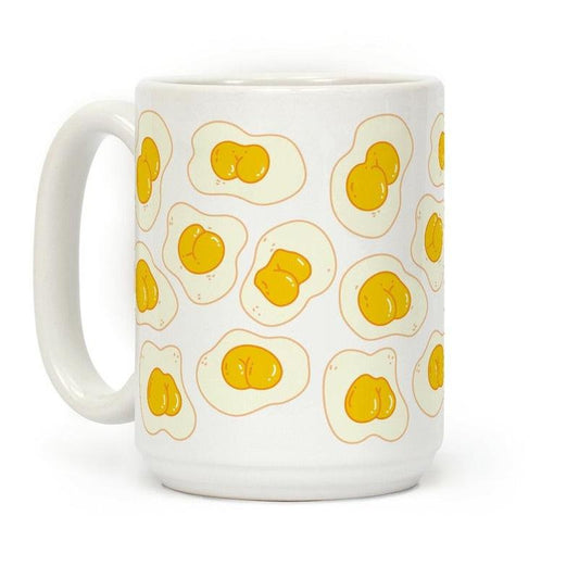 [Sale Up to 50% ] Egg Butts Coffee Mug,  11 oz or 15 oz Ceramic Drinkware with Large Handles, Printed in the USA
