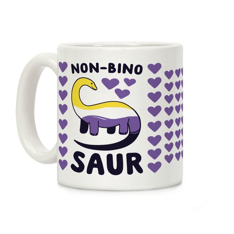 Sale Up to 50% ] Non-binosaur Coffee Mug,  11 oz or 15 oz Ceramic Drinkware with Large Handles, Printed in the USA