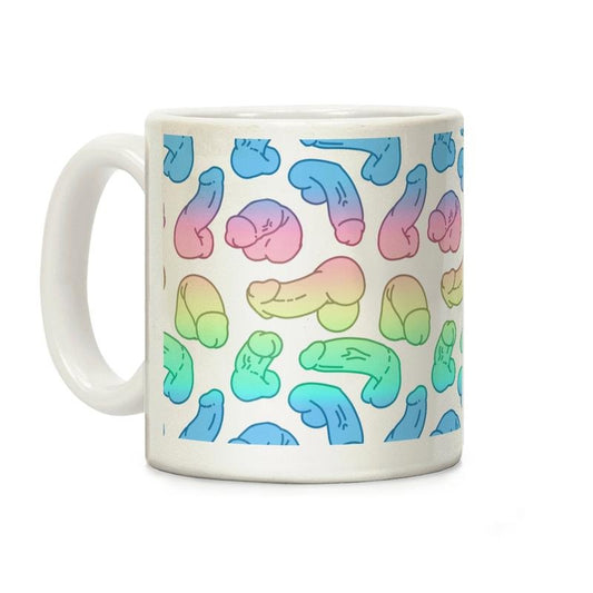 [Sale Up to 50% ] Pastel Penis Pattern Coffee Mug,  11 oz or 15 oz Ceramic Drinkware with Large Handles, Printed in the USA