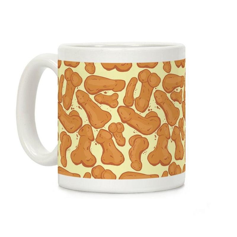 [Sale Up to 50% ] Penis Nuggets Pattern Coffee Mug,  11 oz or 15 oz Ceramic Drinkware with Large Handles, Printed in the USA