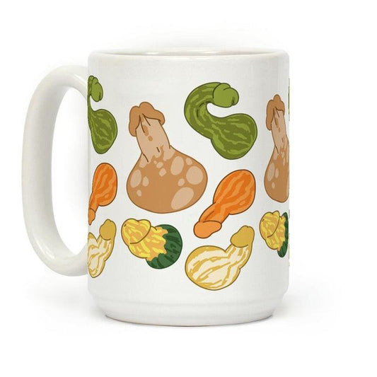 [Sale Up to 50% ] Phallic Gourd Pattern Coffee Mug  11 oz or 15 oz Ceramic Drinkware with Large Handles, Printed in the USA