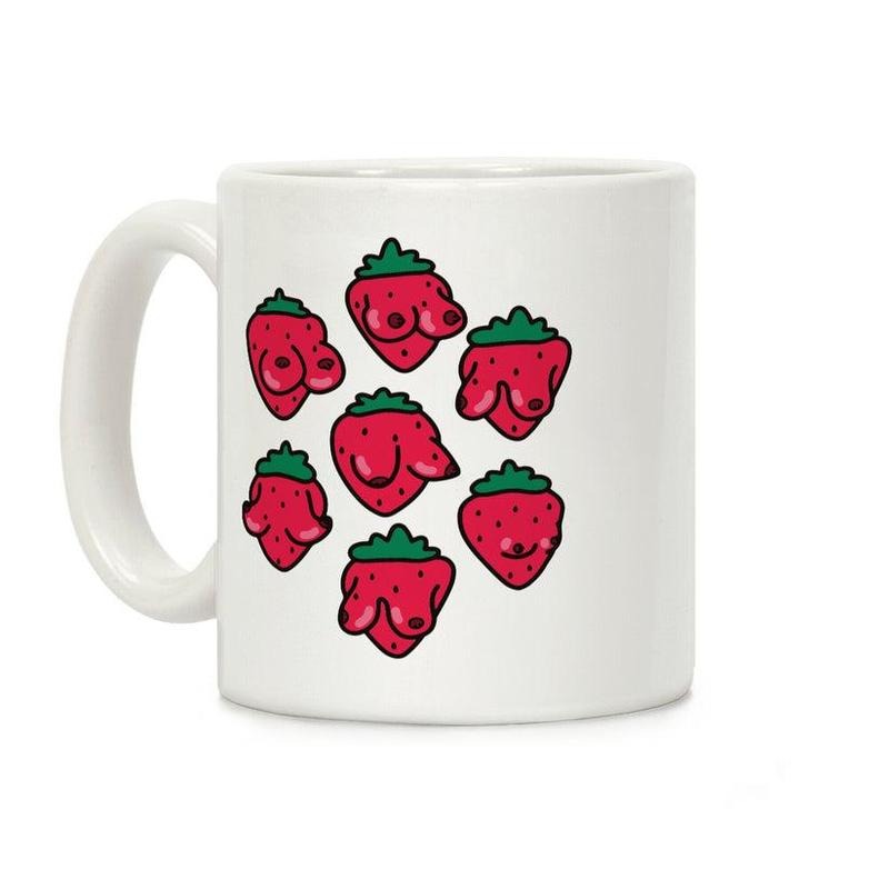[Sale Up to 50% ] Strawboobie Coffee Mug,  11 oz or 15 oz Ceramic Drinkware with Large Handles, Printed in the USA