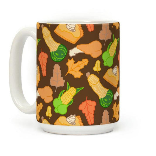 [Sale Up to 50% ] Thanksgiving Peens Pattern Coffee Mug  11 oz or 15 oz Ceramic Drinkware with Large Handles, Printed in the USA