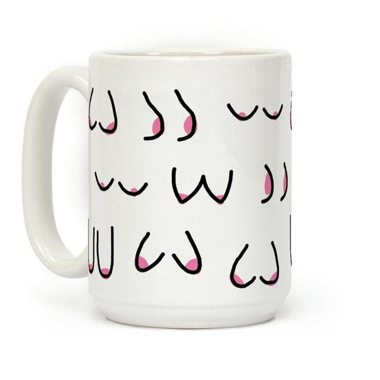[Sale Up to 60% ] Doodle Boobs Coffee Mug,  11 oz or 15 oz Ceramic Drinkware with Large Handles, Printed in the USA
