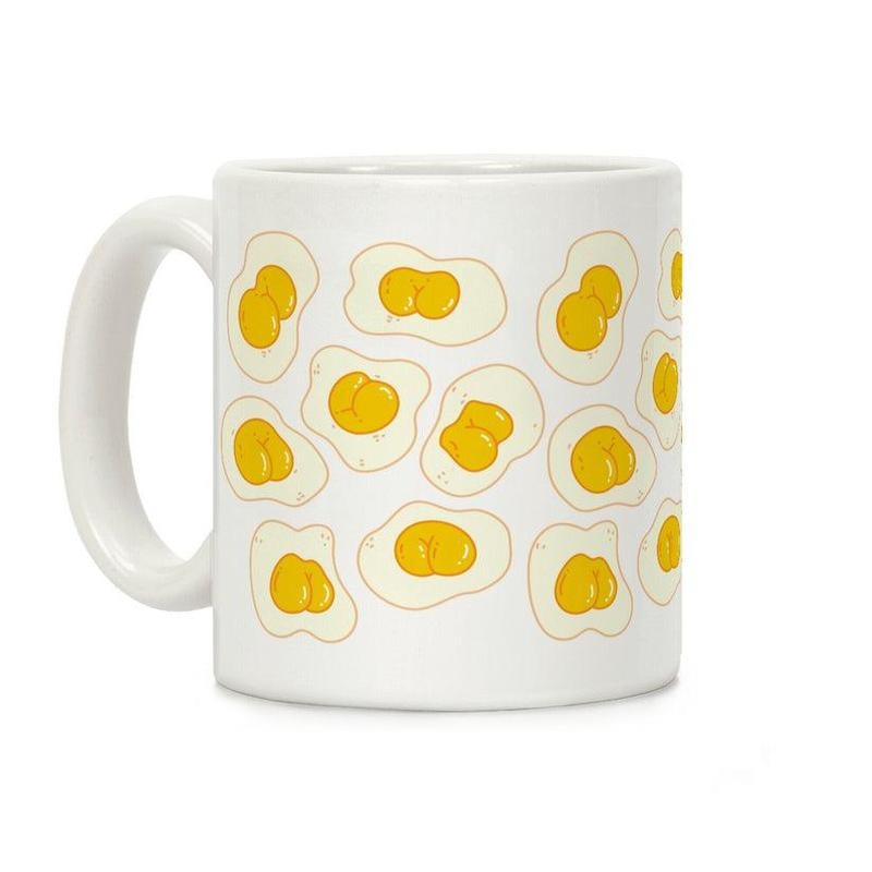 [Sale Up to 60% ] Egg Butts Coffee Mug,  11 oz or 15 oz Ceramic Drinkware with Large Handles, Printed in the USA