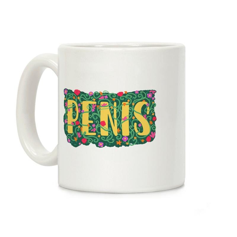[Sale Up to 60% ] Hidden Penis Typography Coffee Mug,  11 oz or 15 oz Ceramic Drinkware with Large Handles, Printed in the USA