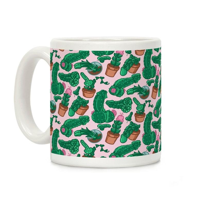 Sale Up to 60% ] Penis Plants Pattern Coffee Mug,  11 oz or 15 oz Ceramic Drinkware with Large Handles, Printed in the USA