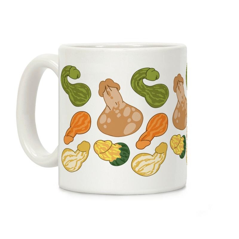 [Sale Up to 60% ] Phallic Gourd Pattern Coffee Mug,  11 oz or 15 oz Ceramic Drinkware with Large Handles, Printed in the USAstyle{n002}2