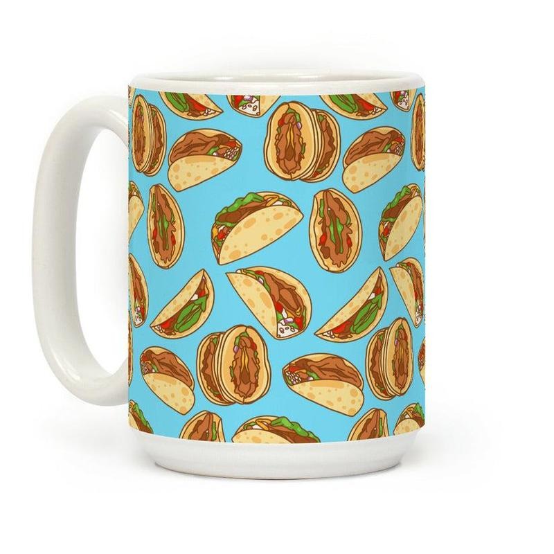 [Sale Up to 60% ] Taco Vulvas Pattern Coffee Mug,  11 oz or 15 oz Ceramic Drinkware with Large Handles, Printed in the USA