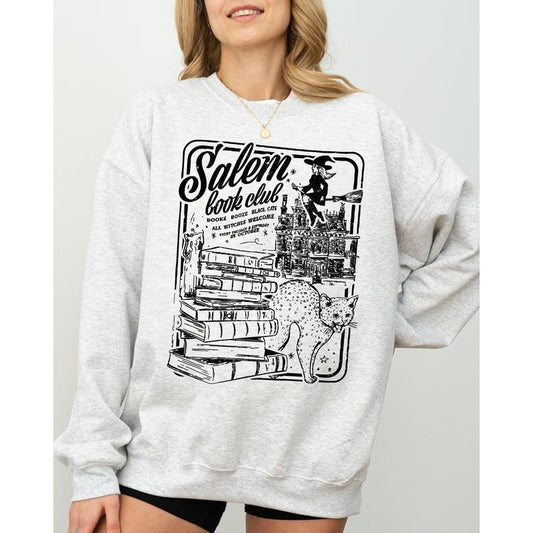 Salem Book Club, Spooky, Skeleton, Ghost, Witch, Skull, Aesthetic, Meme, Halloween, Costume Sweatshirt