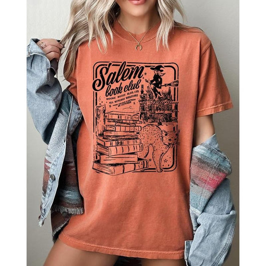 Salem Book Club, Spooky, Skeleton, Ghost, Witch, Skull, Aesthetic, Meme, Halloween, Costume, Tshirt, Women's, Comfort Colors Tee, Spooky, Tshirt, Witch, Pumpkin, Ghost, Skeleton