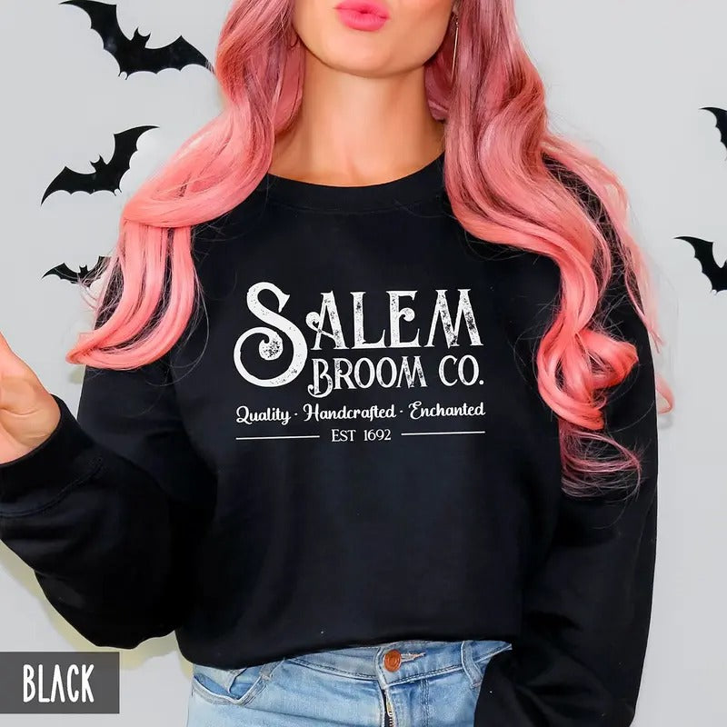Salem Broom Company Sweatshirt, Vintage Witchy Vibes Shirt, Fall Vintage Inspired Hoodie, Salem Sweatshirt, Salem 1626 Hoodie, Witch Vibes Sweater, Salem 1626 Shirt