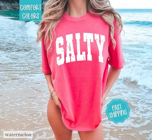 Salty Beach Please Shirt Comfort Colors, Cute Summer Oversized Tee, Vacation Outfit, Swimsuit Cover Up Hoodie, Sweatshirt