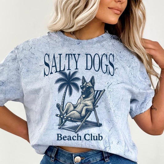 Salty Dogs Beach Club Belgian Malinois Shirt ~ Unisex Apparel Relaxed Fit Printed In The USA Clothing Womenswear Casual Comfort Cotton Top Athletic Boho Chic