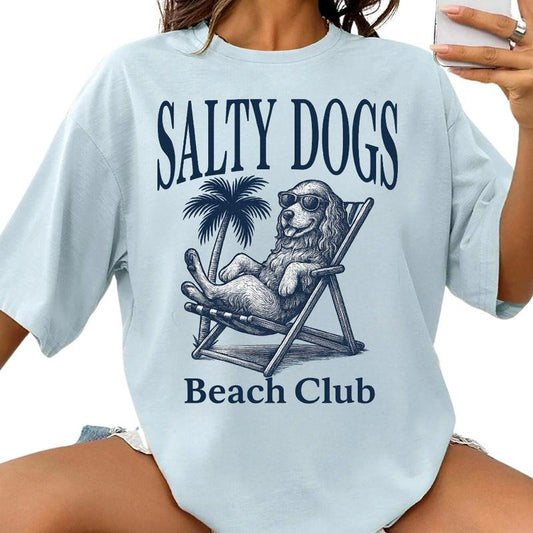 Salty Dogs Beach Club Cocker Spaniel Shirt ~ Unisex Apparel Relaxed Fit Printed In The USA Clothing Womenswear Casual Comfort Cotton Top Athletic Boho Chic