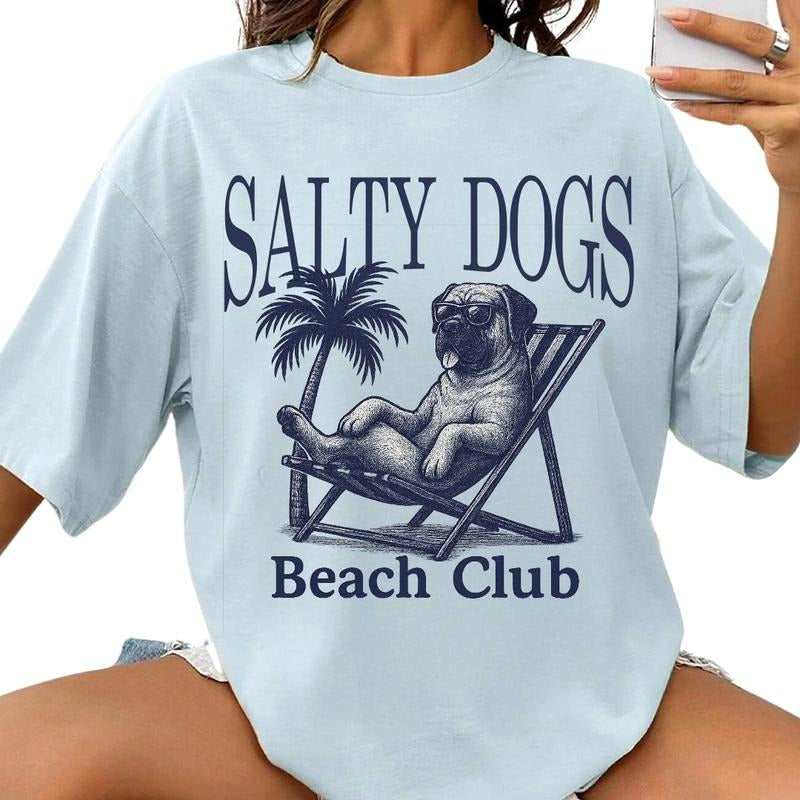 Salty Dogs Beach Club Mastiff Shirt ~ Unisex Apparel Relaxed Fit Printed In The USA Clothing Womenswear Casual Comfort Cotton Top Athletic Boho Chic