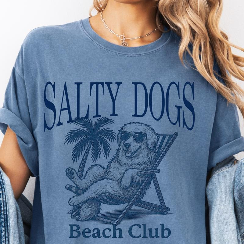 Salty Dogs Beach Club Pyrenees Shirt ~ Unisex Apparel Relaxed Fit Printed In The USA Clothing Womenswear Casual Comfort Cotton Top Athletic Boho Chic