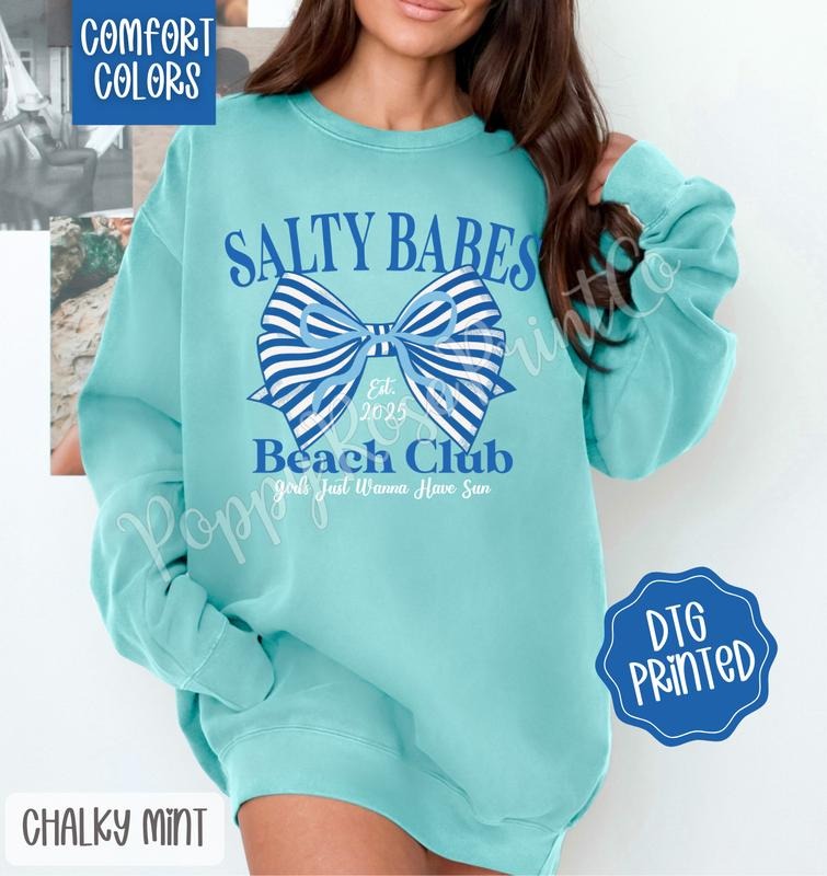 Salty babes beach club Comfort Colors Sweatshirt, Trendy Women's Crewneck T-Shirts, Hoodie | WearSparks.com