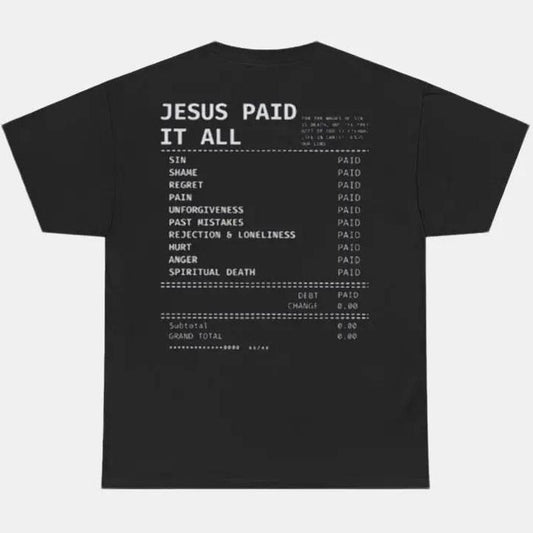Salvation Jesus Paid It All Shirt, Christian Receipt Crewneck Short Sleeve, Jesus Merch Faith Based Shirt, Religious...
