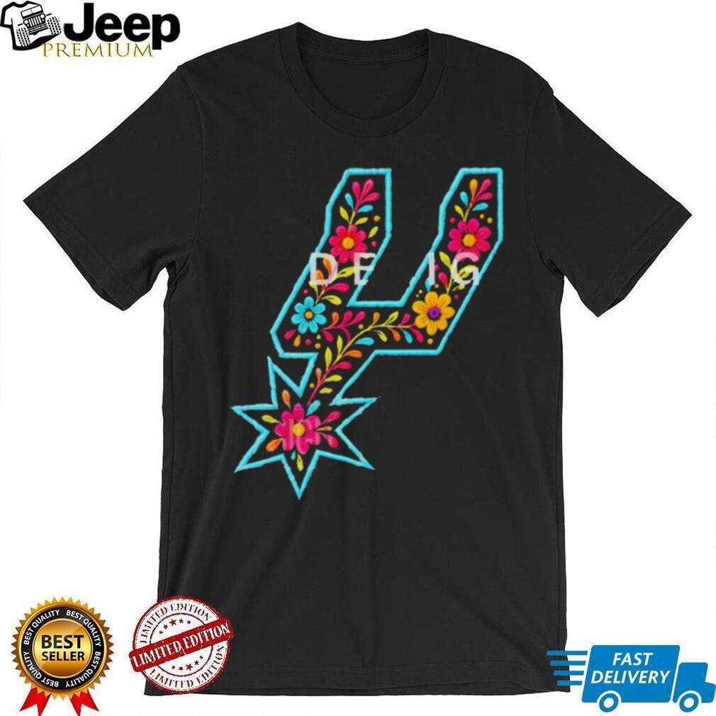San Antonio Basketball Floral Spur Logo Graphic T Shirt
