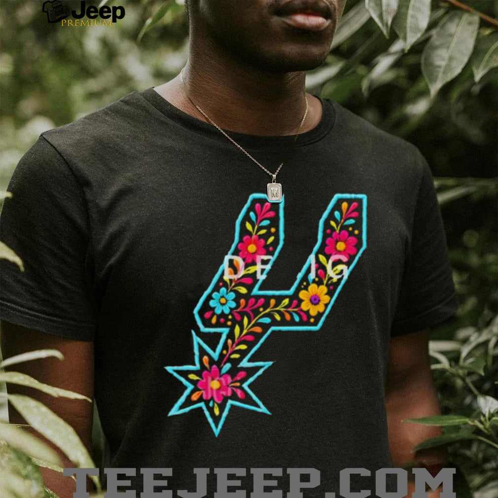 San Antonio Basketball Floral Spur Logo Graphic T Shirt