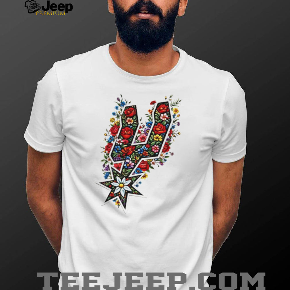 San Antonio Basketball Floral Spurs Star Logo T Shirt