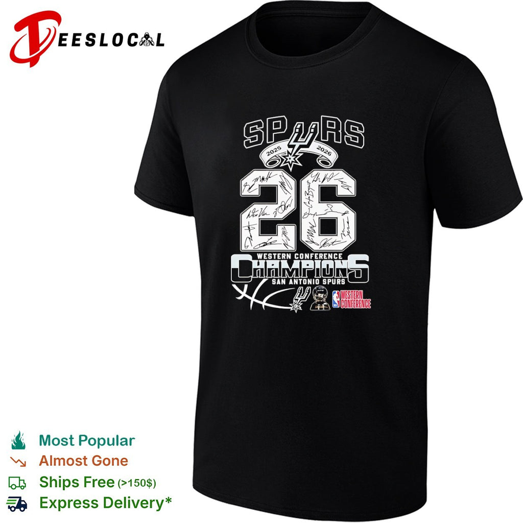 San Antonio Spurs 2025 2026 Western Conference Champions 26 Autographs Team shirt