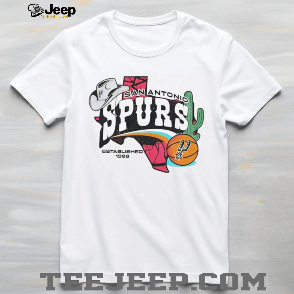 San Antonio Spurs Basketball Established 1988 Vintage Style T Shirt Texas State Map Cactus & Cowboy Hat NBA Fan Apparel