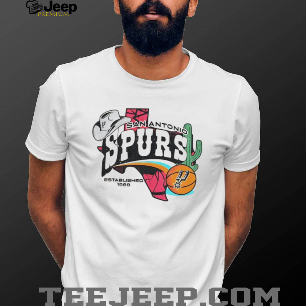 San Antonio Spurs Basketball Established 1988 Vintage Style T Shirt Texas State Map Cactus & Cowboy Hat NBA Fan Apparel